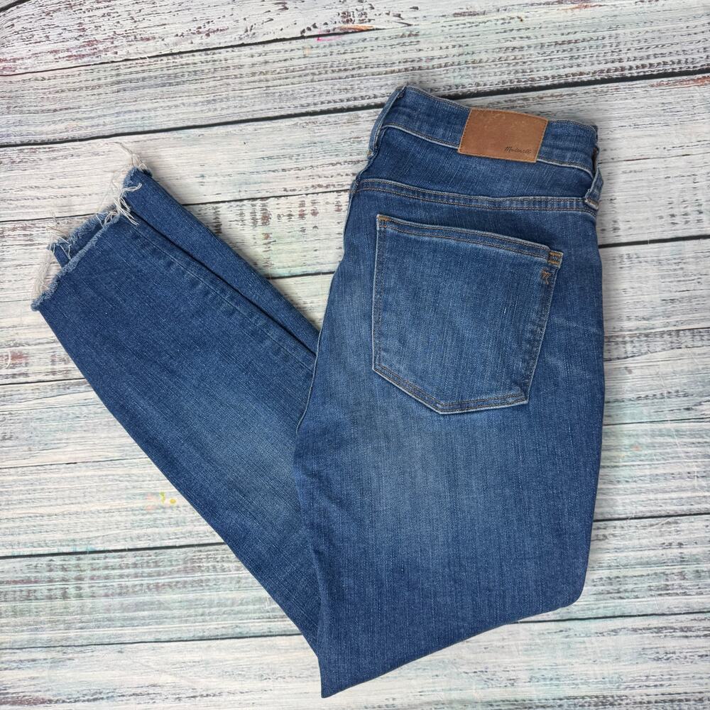 Madewell 9” Skinny Jeans Women’s Size 29P Petite Blue Denim Raw Hem Stretch - Picture 8 of 8